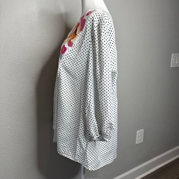 Savannah Jane Babydoll Floral Embroidered Dot Blouse Sz 1X - Picture 5 of 14